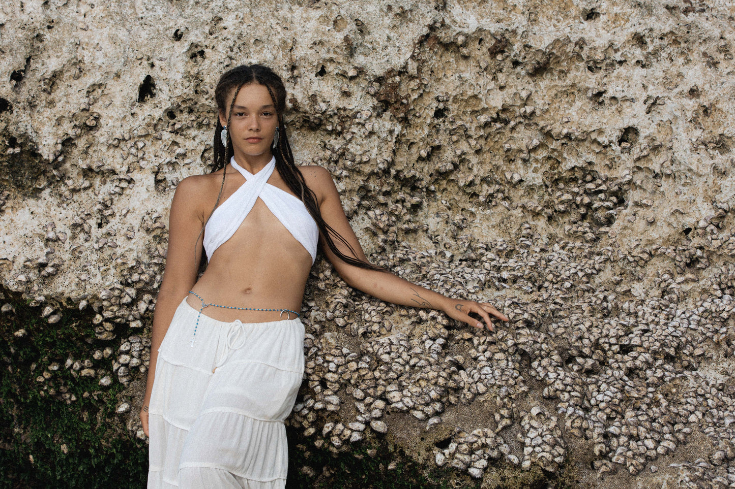 woman rocks belly chain blue jade wings of isis ankh silver kyanite crystal wings earrings