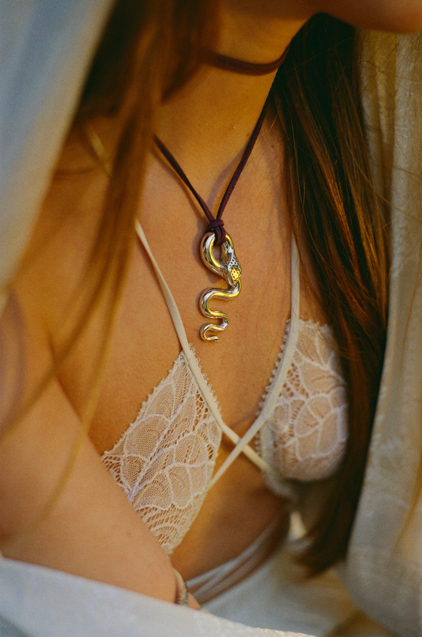 serpent pendant snake silver women necklace