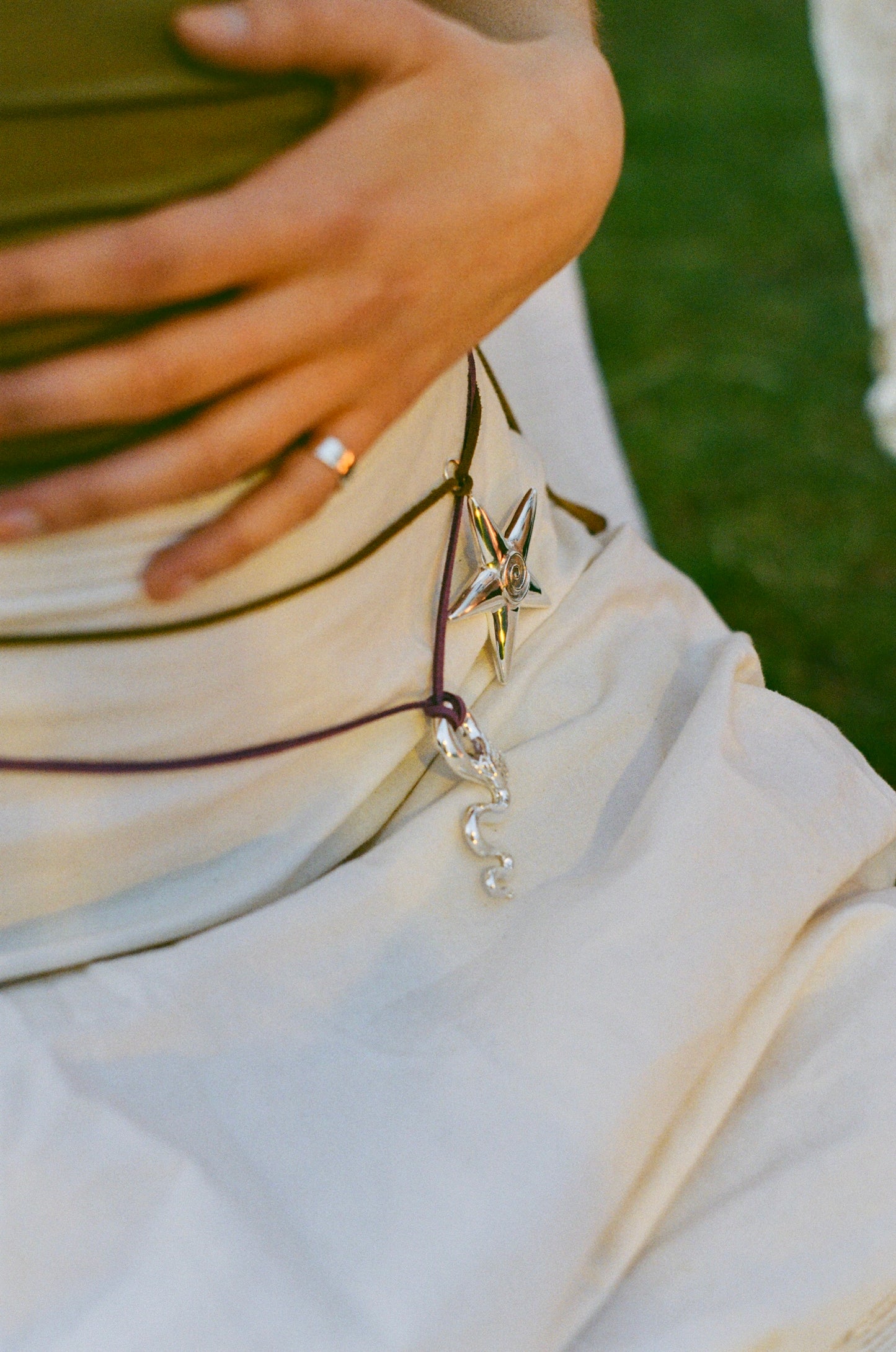 women star spiral silver pendant snake pinkie ring belly chain